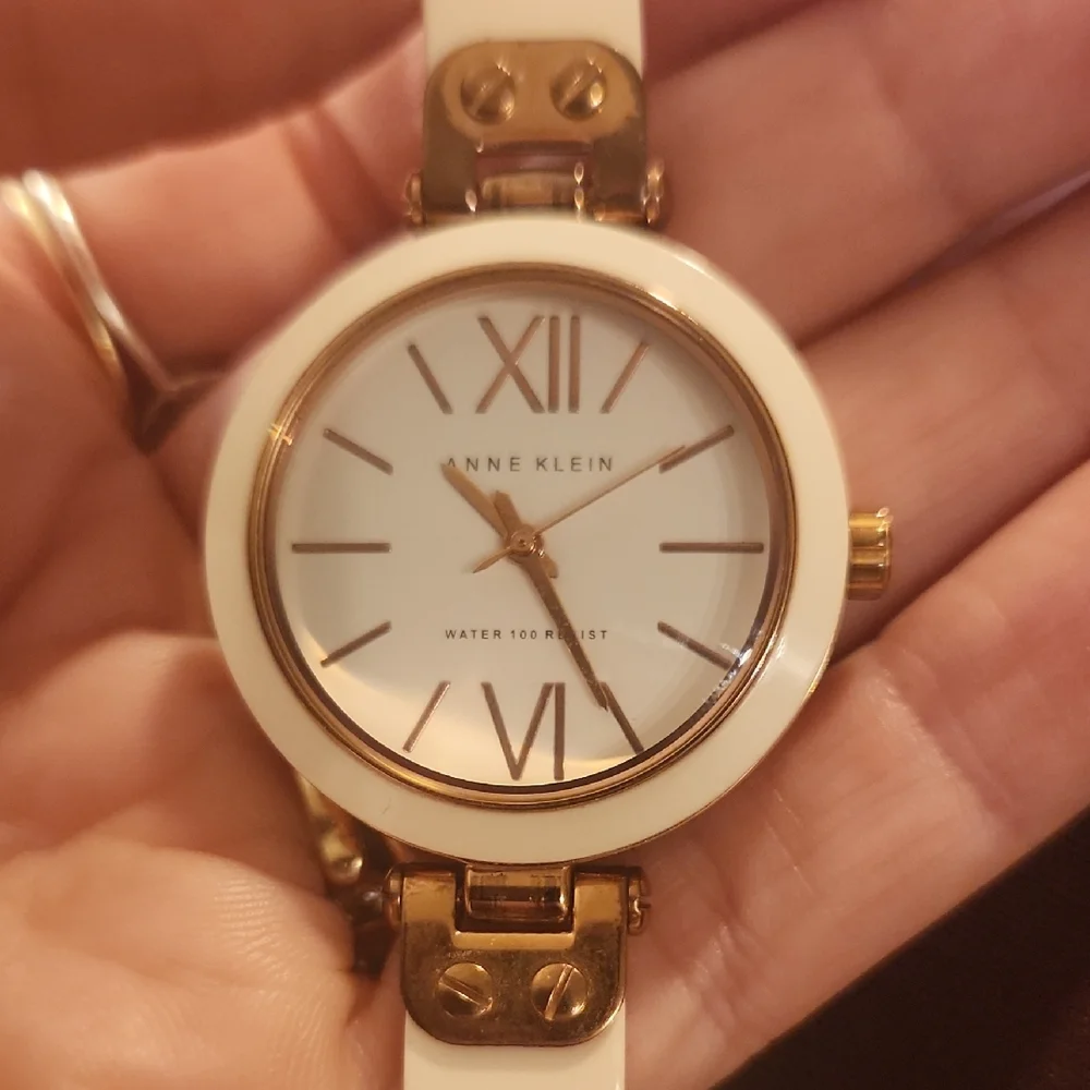 Anne Klein Rose Gold and Cream Roman Numeral Watch